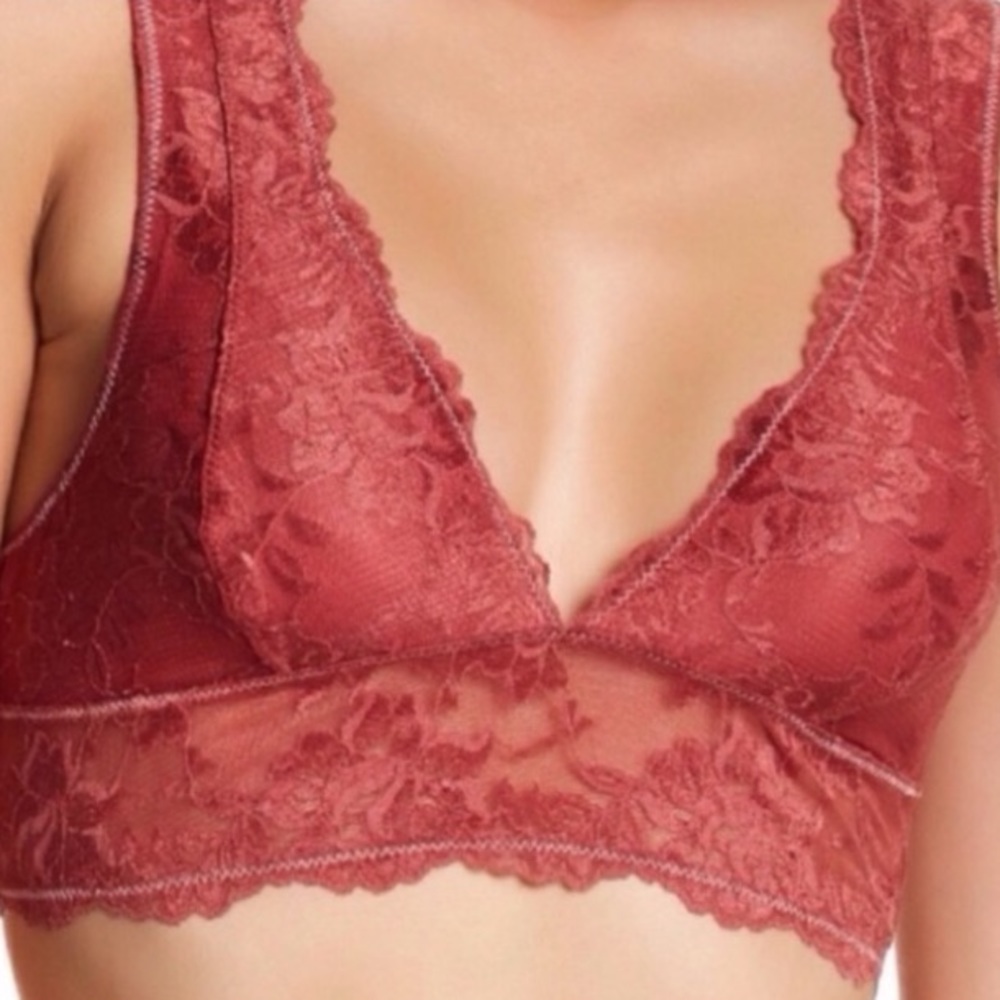 Free People Lace Deep V Bralette.